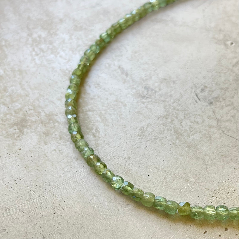 Green Apatite Cube Necklace