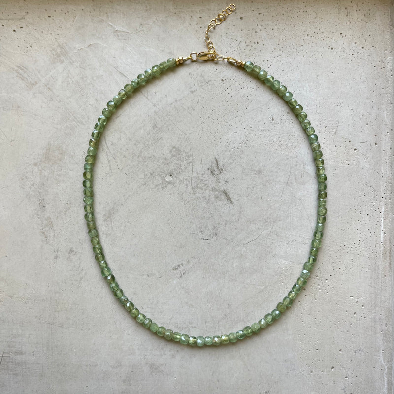 Green Apatite Cube Necklace