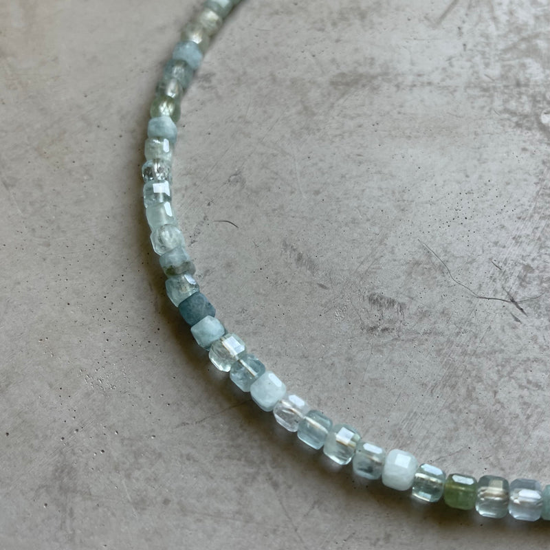 Aquamarine Cube Necklace