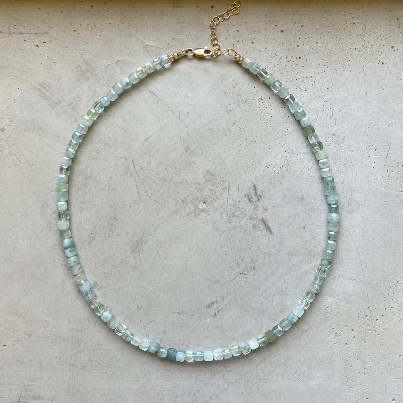 Aquamarine Cube Necklace