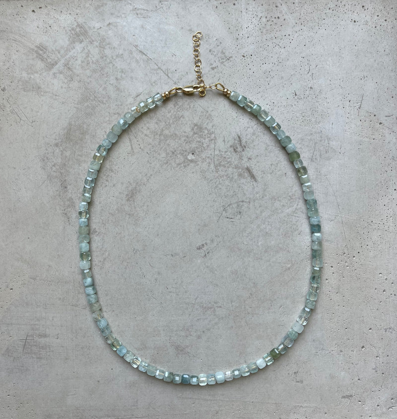Aquamarine Cube Necklace