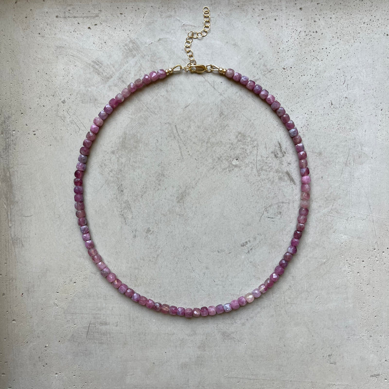 Pink Tourmaline Cube Necklace