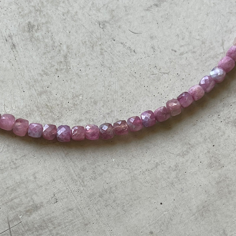 Pink Tourmaline Cube Necklace