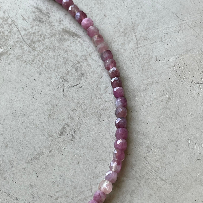 Pink Tourmaline Cube Necklace