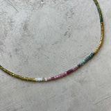 Multi Tourmaline Mini Cube Necklace