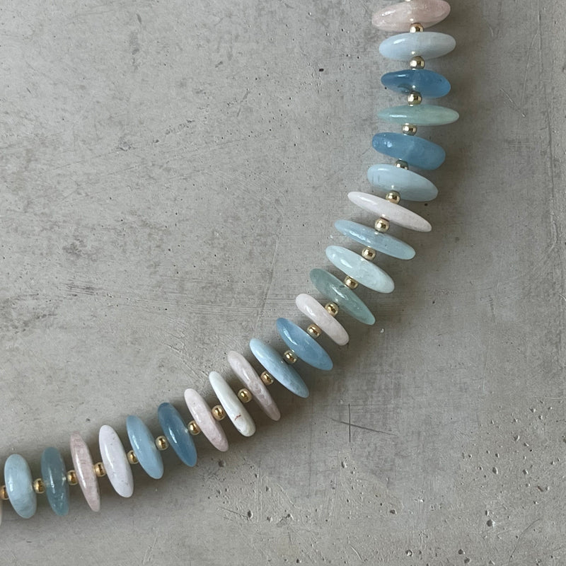 Aquamarine & Morganite Spaced Necklace
